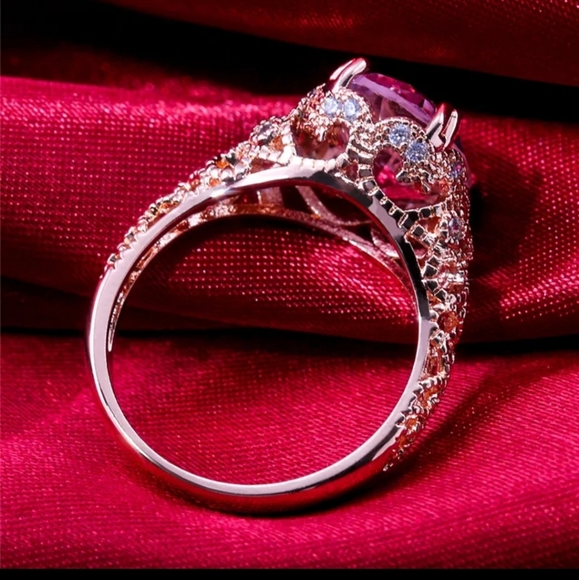 ♡Rose gold plated pink sapphire womens ring♡ - Picture 4 of 6